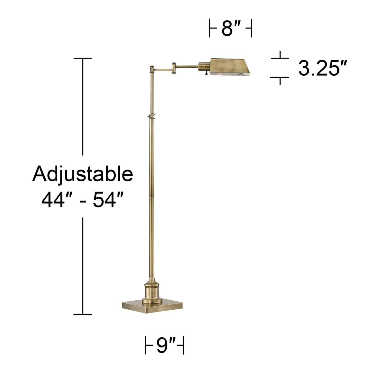 Regency Hill, Jenson Swing Floor Lamp, Brass