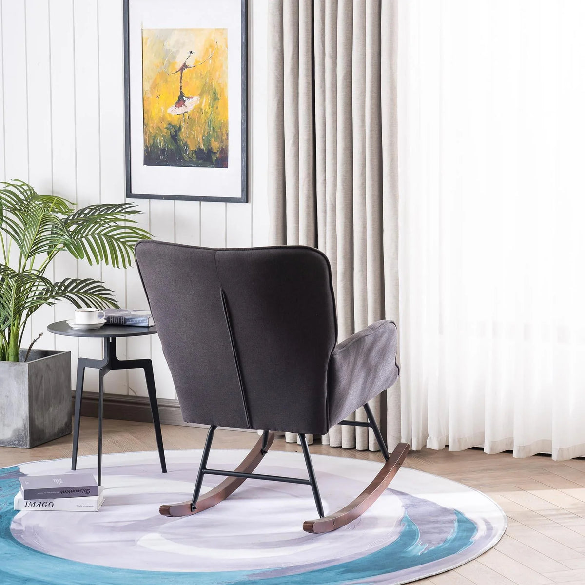 UBesGoo Rocking Accent Chair, Soft Padded Armchair Chair,  Comfy Side Chair with Sturdy Wooden Metal Legs for Living Room Bedroom Gray