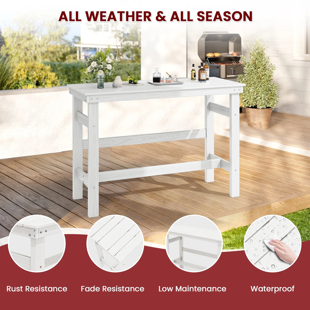 SERWALL 41" Outdoor Bar Table, HDPE All Weather Adirondack Outdoor Bar Height Table, Navy