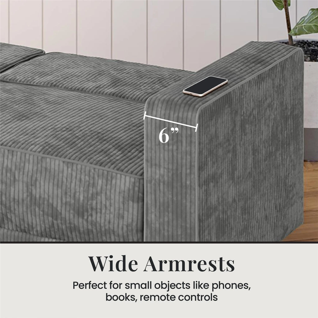 RealRooms Allie Corduroy 82" Futon Sofa Bed, Gray