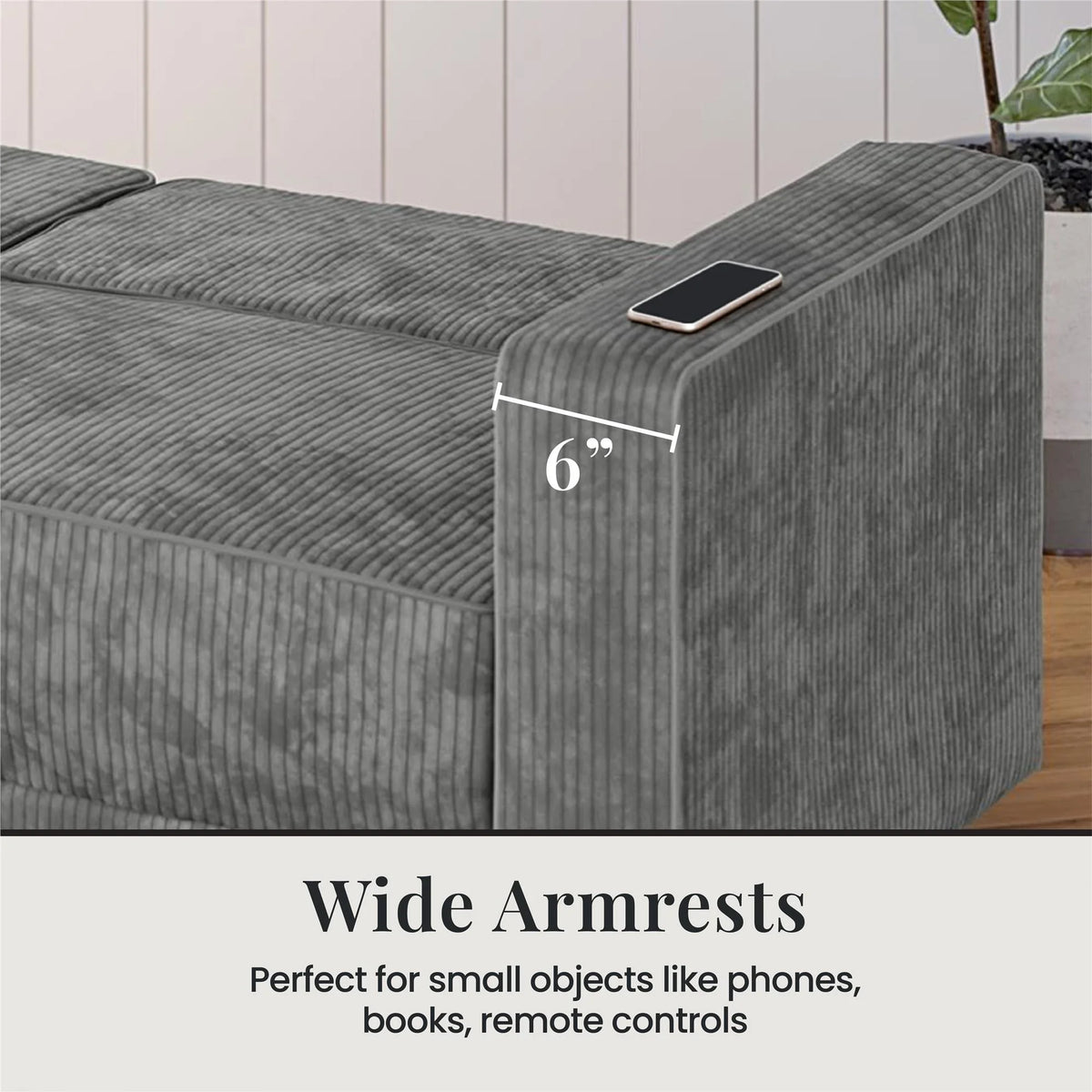 RealRooms Allie Corduroy 82" Futon Sofa Bed, Gray