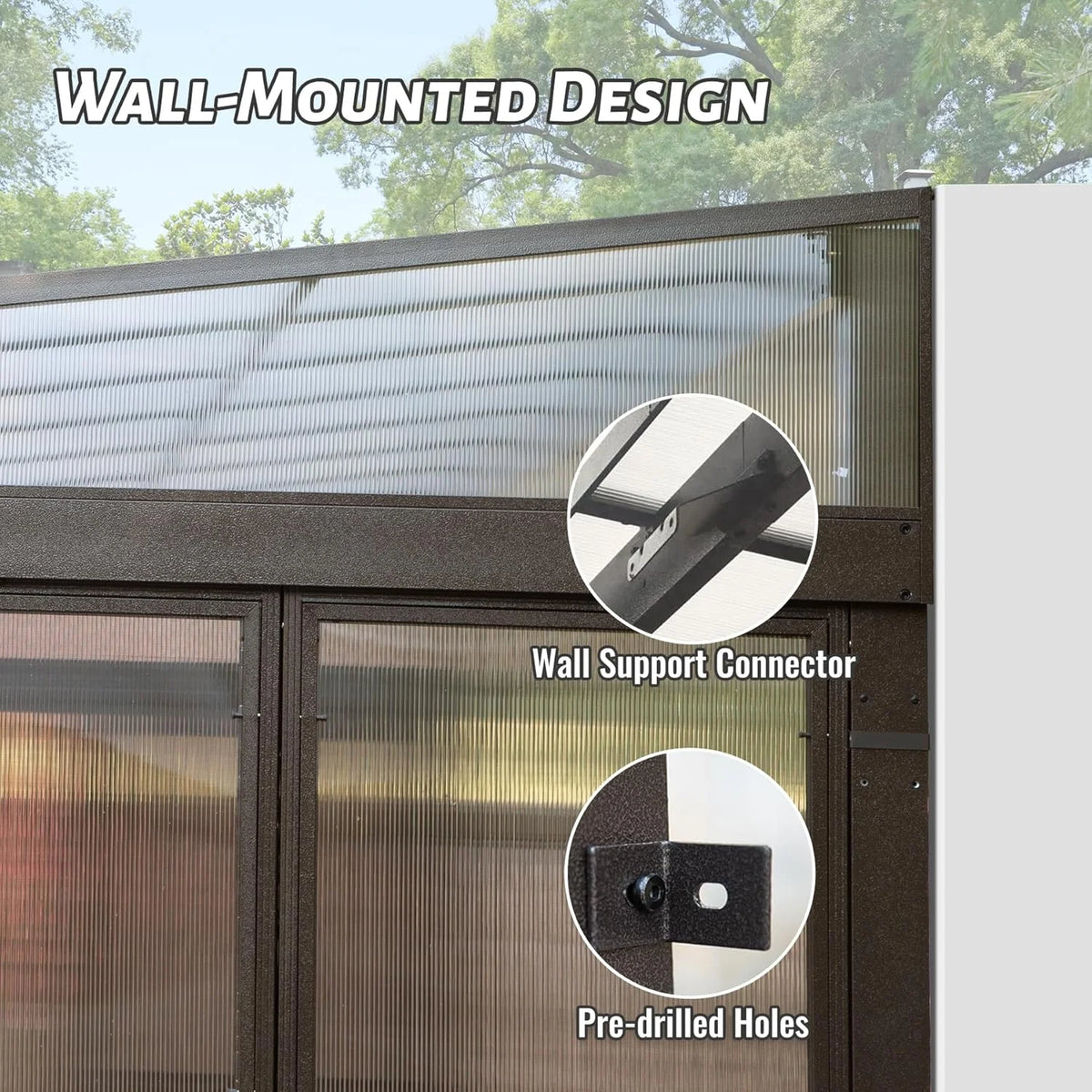 TOTAL Outdoor 10'x12' All-Season Sunroom Gazebo with Steel Roof, PVC Screen, Front & Side Door, Brown