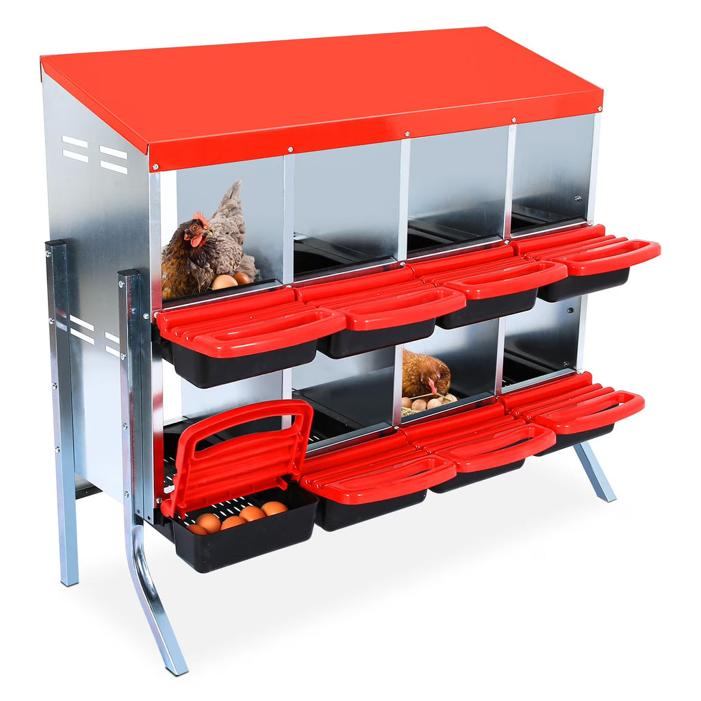 Chicken Nesting Box, 6/8/10 Compartment Nesting Box, Heavy Duty Chicken Coop Nesting Box with Removable Tray, Metal Chicken Laying Box for Chicken