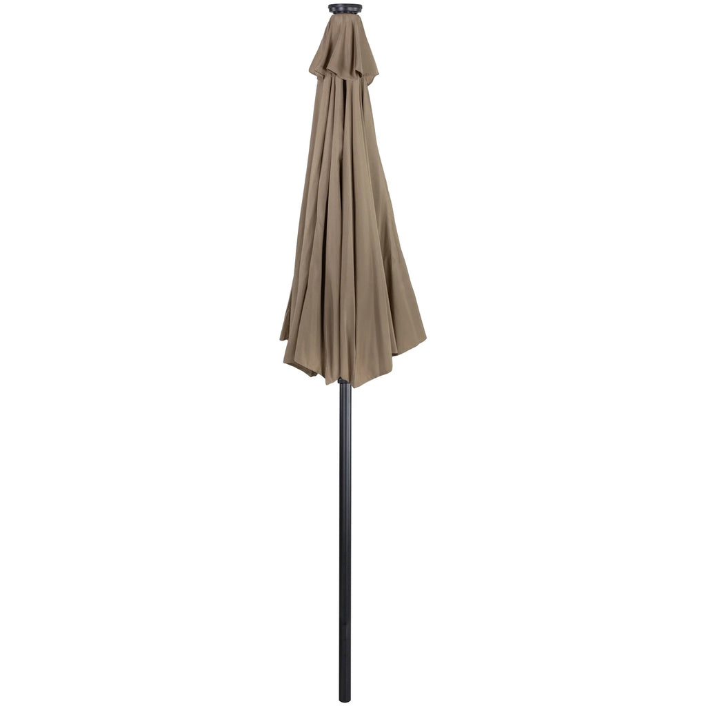 Northlight 9ft Solar Lighted Outdoor Patio Market Umbrella with Hand Crank and Tilt, Pink