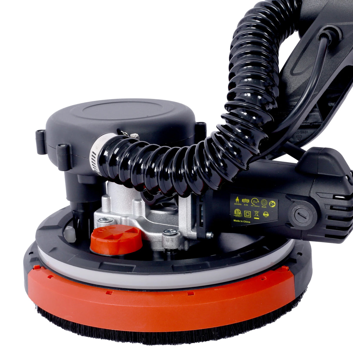 Electric Drywall Sander with Vacuum, 780W Power Sander for Drywall Dustless Floor Sander with Variable Speed 900-1800RPM, LED Light, Extendable, Foldable Handle, 4M Power Cable, Yellow+Black