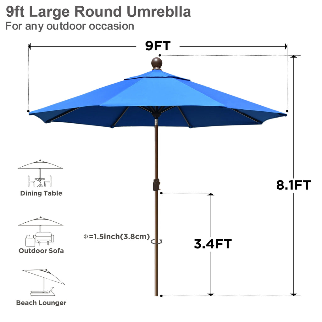 EliteShade 9Ft Market Umbrella Patio Outdoor Table Umbrella��Teal��