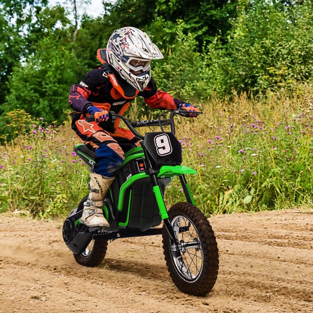 Kids Electric Dirt Bike,Electric-Powered Bike,2 Speed Settings,14.29 MPH Max,All-Terrain Electric Motorcycle for Ages 6-12,High-Speed Electric Dirt Bike for Kids,24V 350W