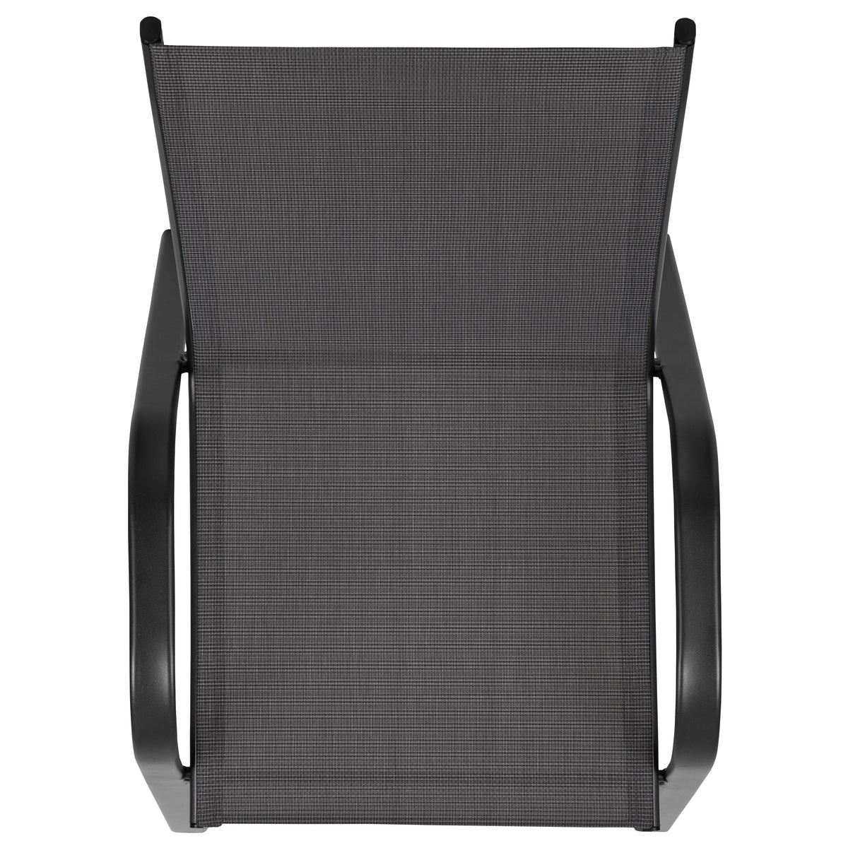 BizChair 5 Pack Black Outdoor Stack Chair with Flex Comfort Material and Metal Frame