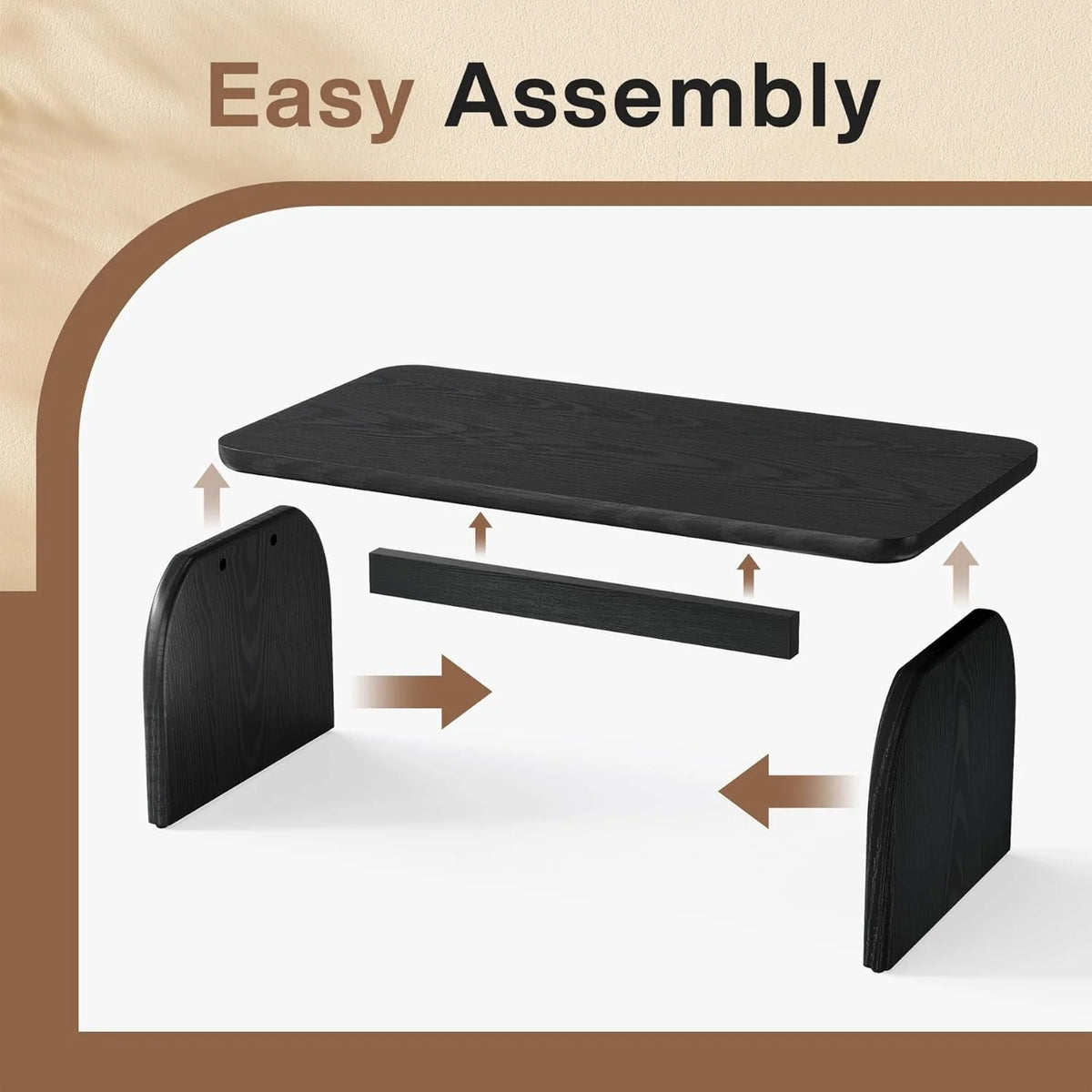 Tribesigns Rectangle Coffee Table, 47-Inch Wood Rectangular Living Room Table