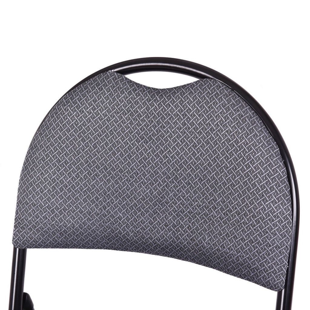 Costway Set of 6 Folding Chairs Fabric Upholstered Padded Seat Metal Frame Home Office Beige