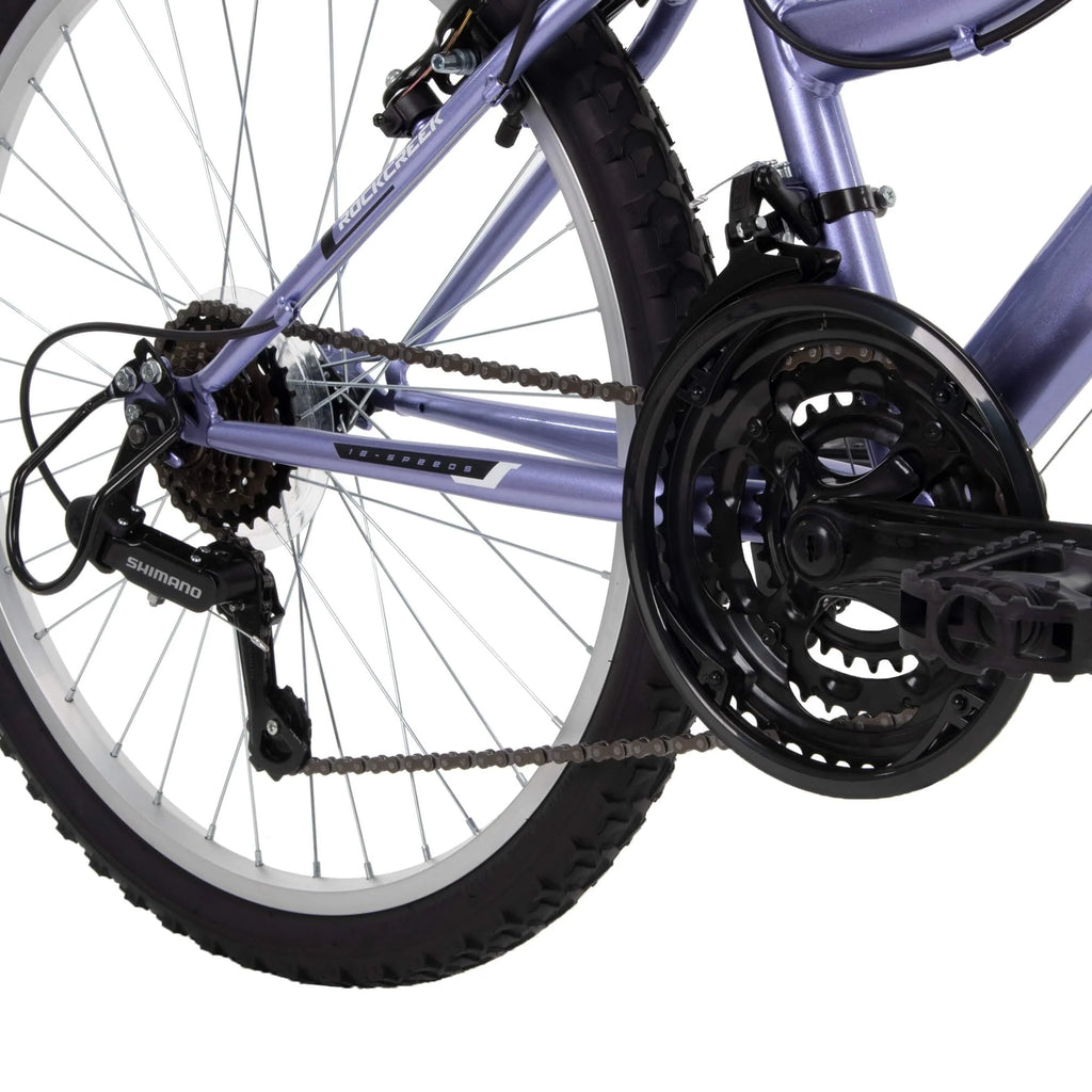 Huffy 24" Rock Creek Girls Mountain Bike for Women, Purple Lilac