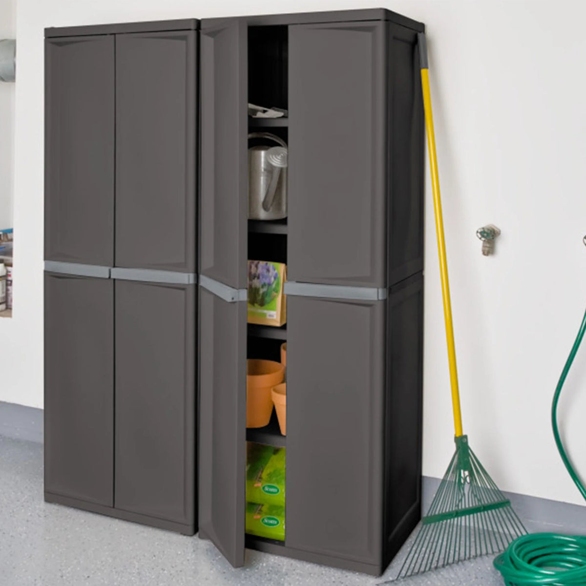 Sterilite 4 Shelf Cabinet Plastic, Flat Gray