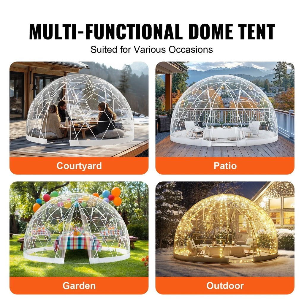 9.5FT Outdoor Bubble Tent �C Transparent Dome Camping Shelter with Zip Door & Windows �C Waterproof Pop-Up Tent for Stargazing, Backyard, Patio & Glamping �C Portable Instant Setup