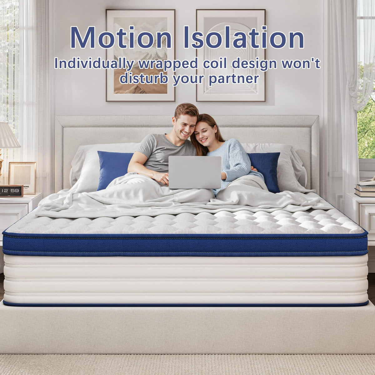 Twin Mattress, PAPROOS 12" Hybrid Memory Foam Mattress in a Box, Cool Individual Pocket Spring Twin Size Mattress with Breathable Knitted Fabric, Edge Support, Medium Firm Mattress, Blue