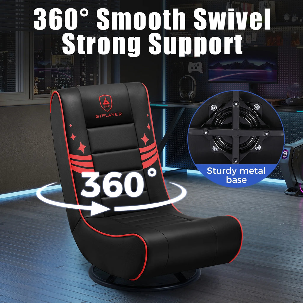 GTPLAYER Swivel Floor Gaming Chairs with Foldable Backrest for Teens,, Red