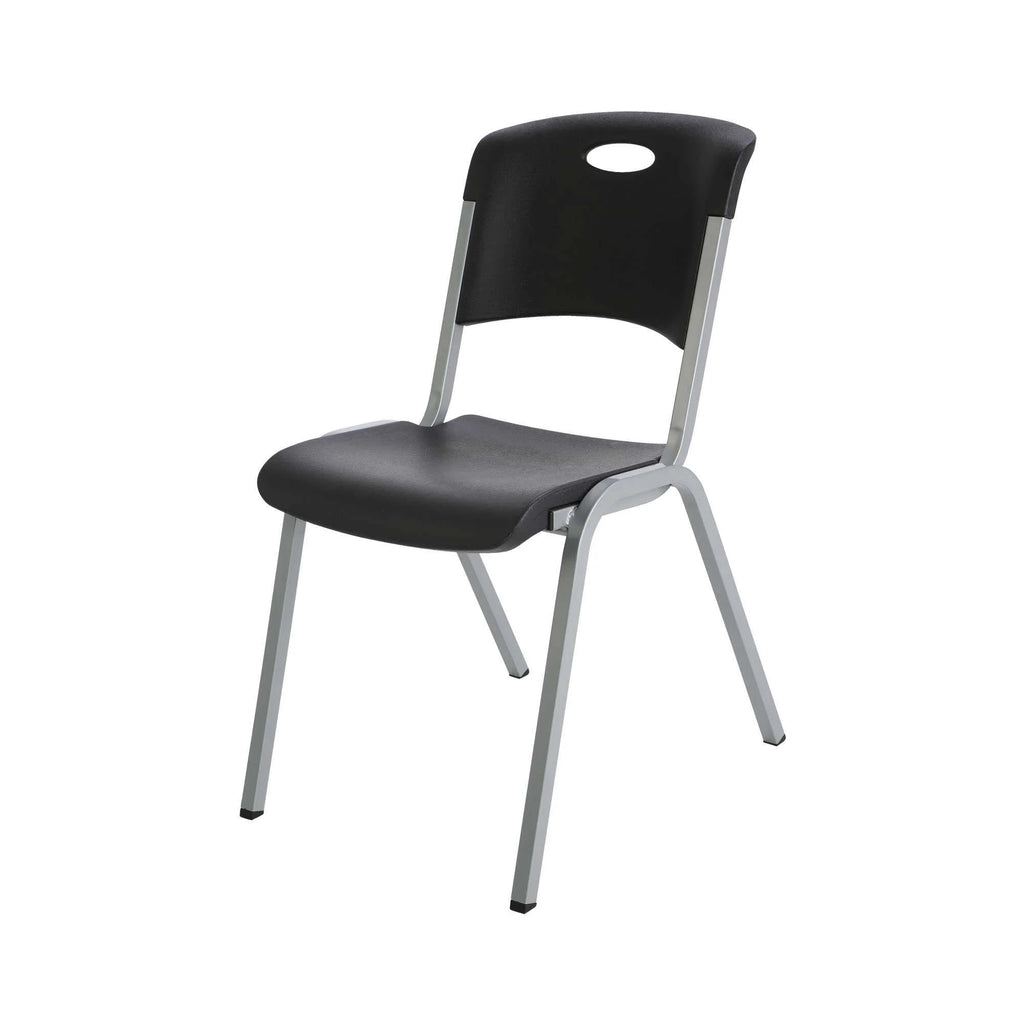 Lifetime Steel Framed Indoor/Outdoor Commercial Grade Stacking Chairs, Black & Silver, (Set of 14) 80569