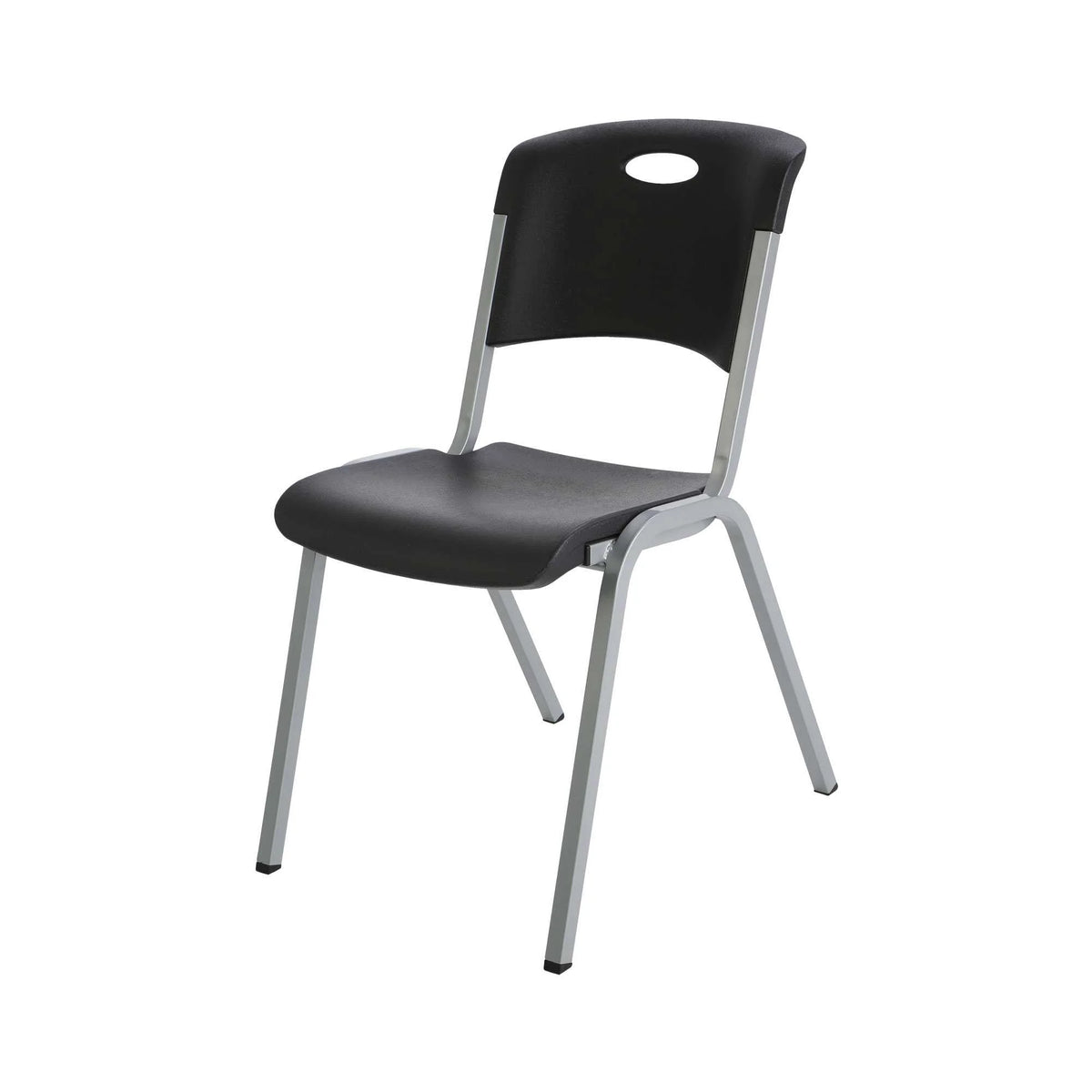 Lifetime Steel Framed Indoor/Outdoor Commercial Grade Stacking Chairs, Black & Silver, (Set of 14) 80569