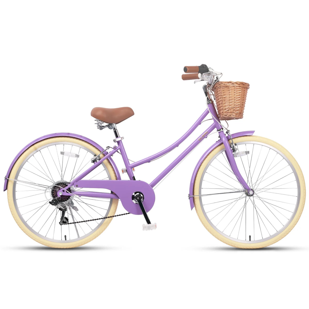 Glerc Missy 24" Girls Cruiser Bike 6-Speed Women's Hybird Bicycle for Ages 7-11 Years, Mint Green