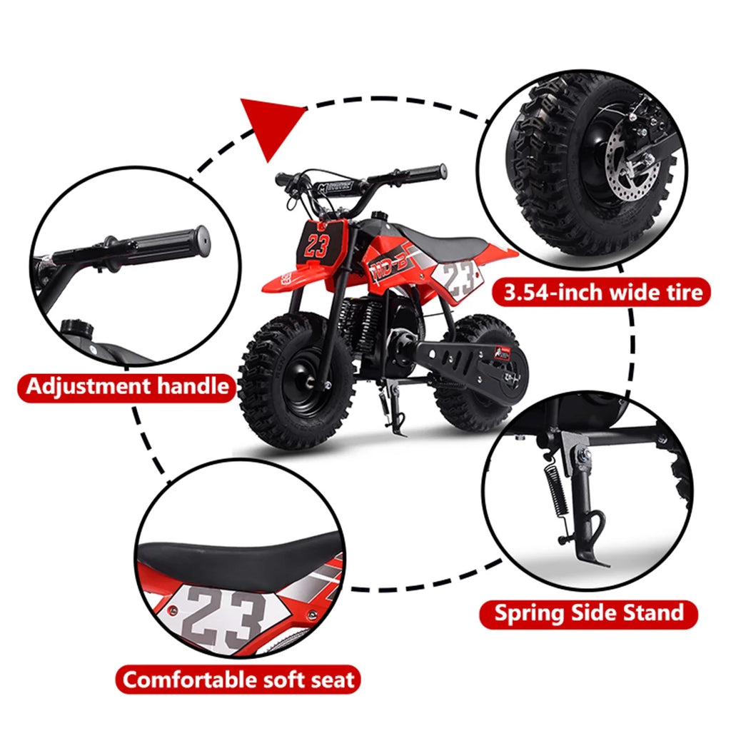 TOXOZERS Dirt Bike for Kids,Gas-Powered Mini Pit Bike with 13 Inch Knobby Tires,25 MPH,Rear Disc Brake,Supports up to 175 lbs,Begin-ner Off Road Motorcycle for Boys Girls,Blue