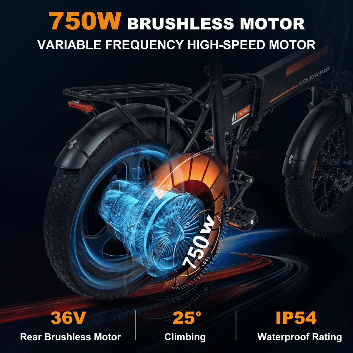 COLORWAY 750W Electric Bike for Adults , 20X4.0" Electric Bicycles with 36V/12AH Removable Battery E Bikes