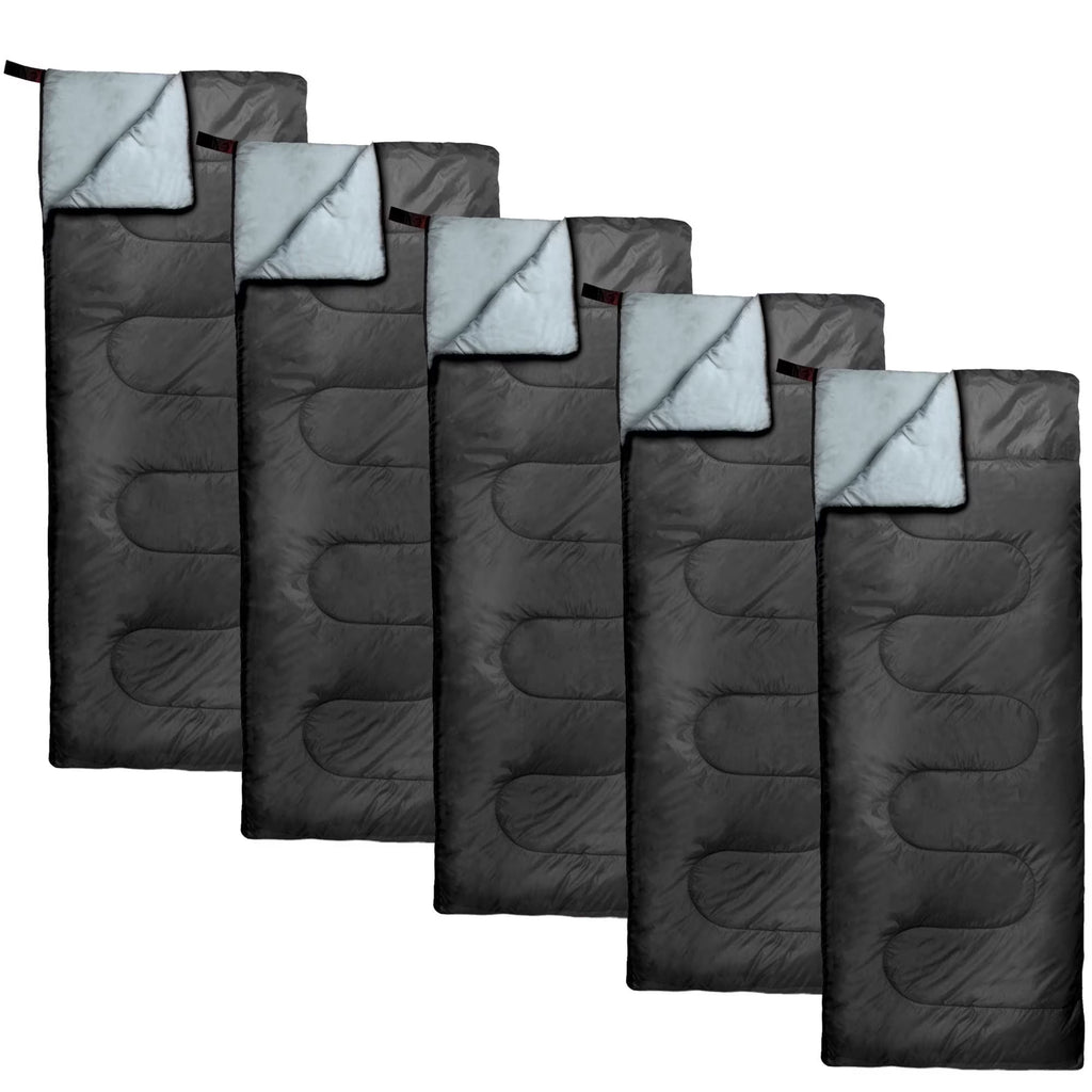 10 Pack Bulk Wholesale of Cold Weather Envelope Sleeping Bags for Adults, Kids, Homeless, Camping, Indoors, Outdoors - 10 Count Sleeping Bags in Black, Navy Blue, Forest Green, Red - 71"L x 30"W