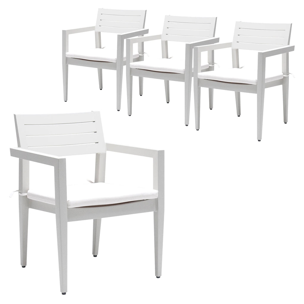 Outdoor Patio K/D Aluminum Stationary Dining Chairs 2PCS with Outdoor-grade Sunbrella Fabric Cushions, Branch-Like Backrest ,FSC-Certified Wood Armrests, Bourbon Brown