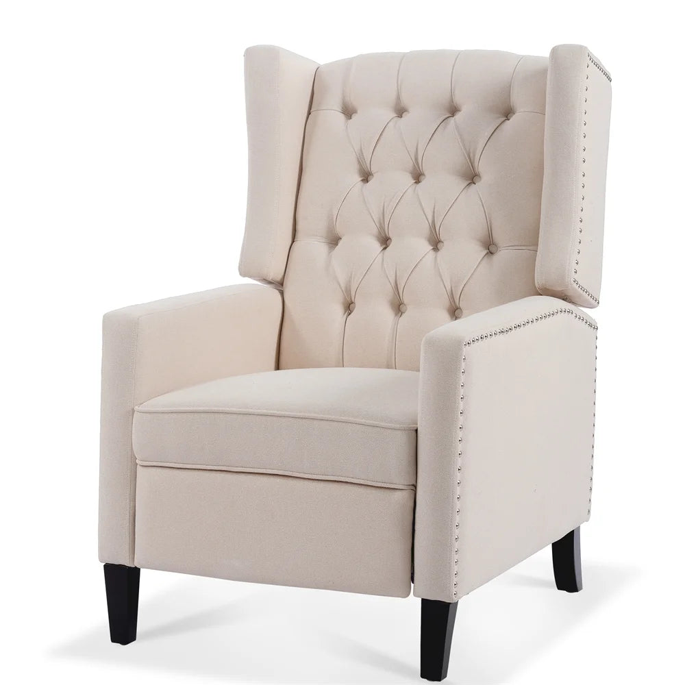 Triple Tree Modern Fabric Foam Wood Solid Print Nailhead Trim Accent Chair, Beige