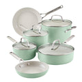 KitchenAid Hard Anodized 10 Pcs Ceramic Nonstick Cookware Pots and Pans Set, Oven Safe to 500��F, Pistachio