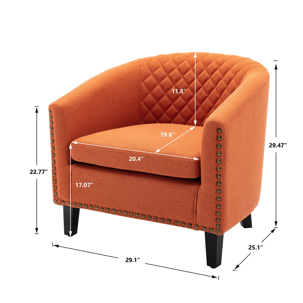 Comfortable Upholstered Armchair, Recliner Chair, Armchair with Wide Armrest,PU Leather Club Chair for Living Room, Club or Office, Single Chair ,Orange.