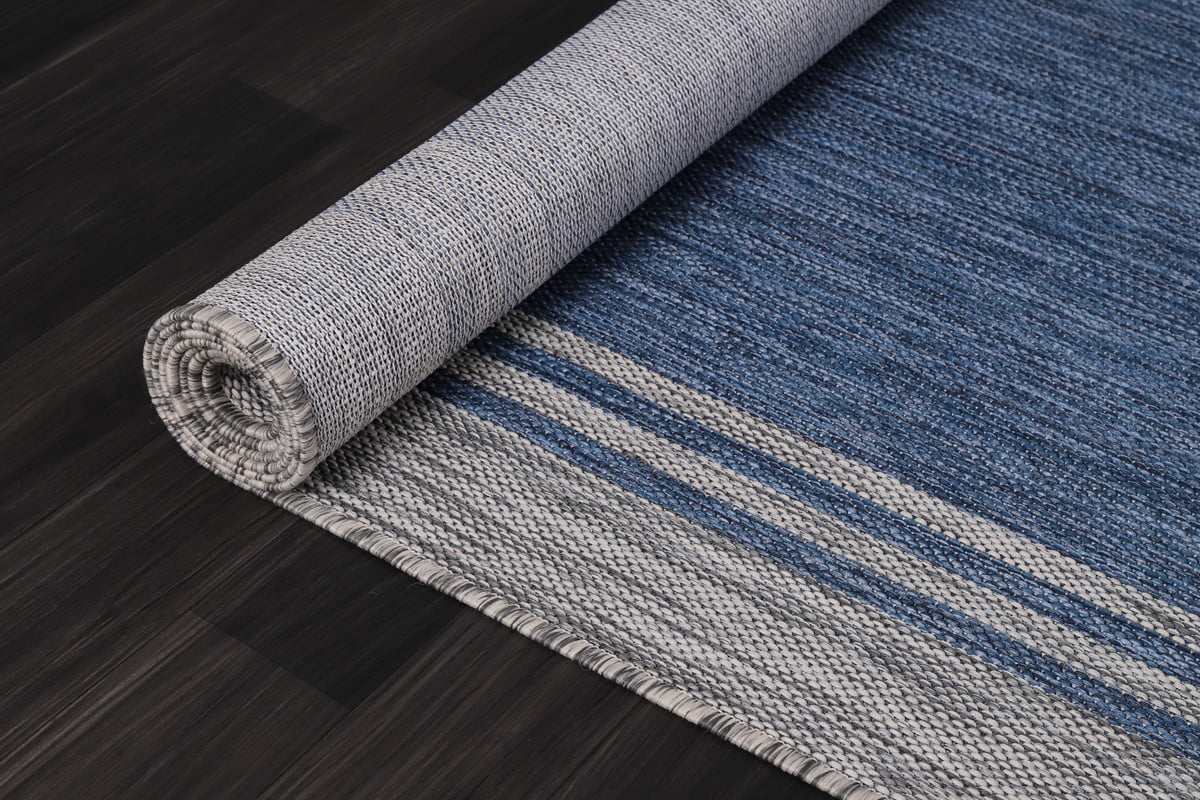 Beverly Rug Indoor/Outdoor Area Rugs, Waterproof Patio Porch Garden Carpet, Azure Blue, 9'x12'