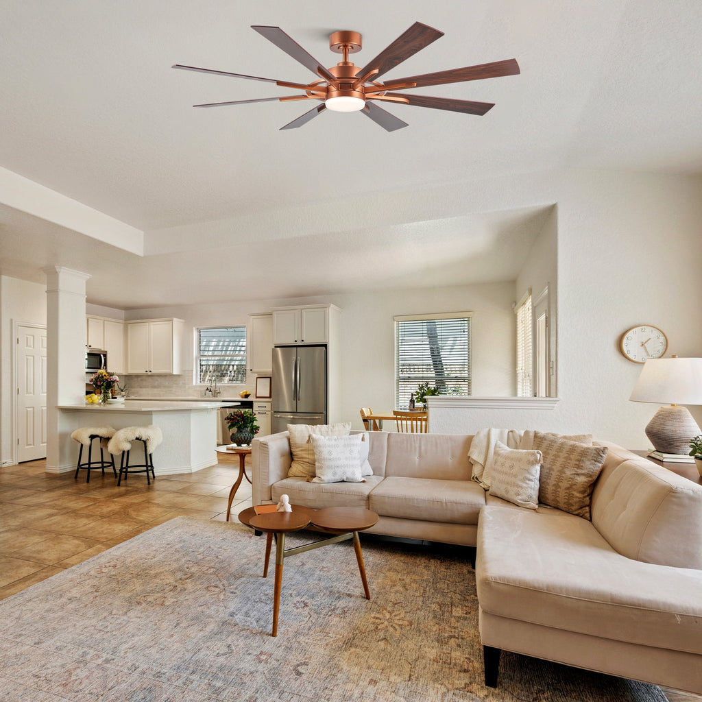 Bestco 60" Ceiling Fan with Light Kit and Remote Control for Farmhouse Living Room