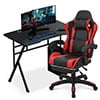 MoNiBloom Portable Standing Laptop Table with Host Rack and Ergonomic Gaming Chair with Footrest Recliner for Home Office