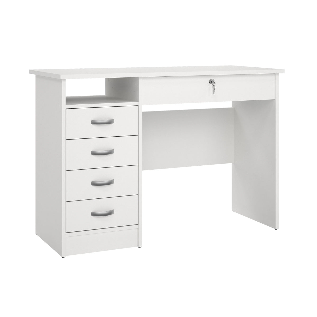 Tvilum Walden 5 Drawer Office Desk with 1 Locking Drawer for Adults, White