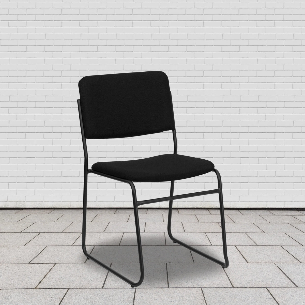 Flash Furniture Hercules Series Adult High-Density Vinyl Sled Base Stack Chairs, Set of 5, Black
