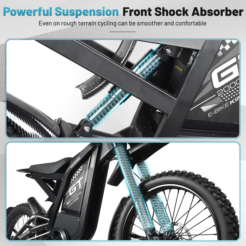 OUXI GT2000 Electric Dirt Bike for Adults, 3000W Peak Electric Motorcycle, 37MPH Electric Bike, 48V 30Ah Battery, 85+Miles Mountain Bike, 24" Fat Tire Ebike, Hydraulic Brakes, Full Suspension, UL2849