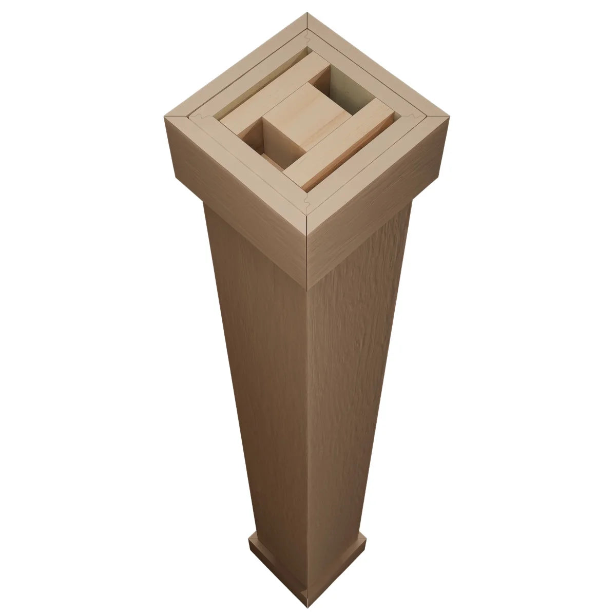Ekena Millwork 18"W x 5'H Hand Hewn Endurathane Faux Wood Non-Tapered Square Column Wrap with Standard Capital & Base