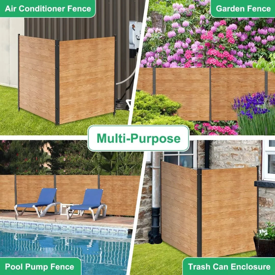 "NAIZEA Air Conditioner Fence, Pool Equipment Enclosure, Trash Can Enclosure, Metal Stake Wood Fence Panel 38"" W x 60"" H"