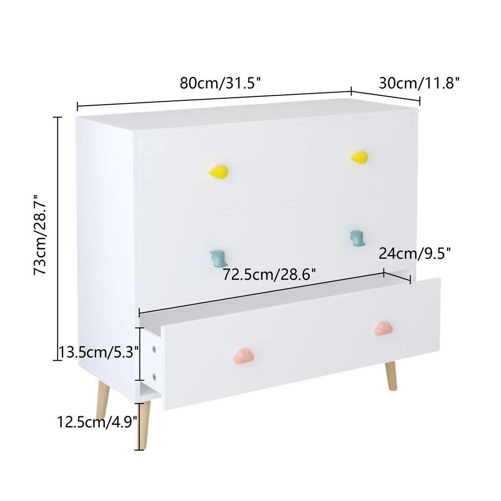 Miniyam Drawer Dresser with Glides & Safety Design for Kids, Colorful