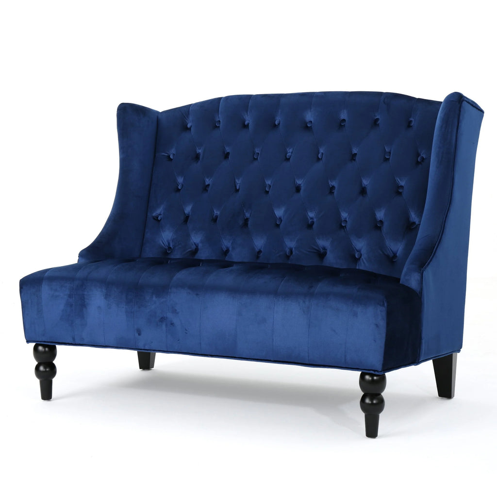 Christopher Knight Home Leora Modern Glam Tufted Velvet Wingback Loveseat by  Armless Emerald Semi-Firm