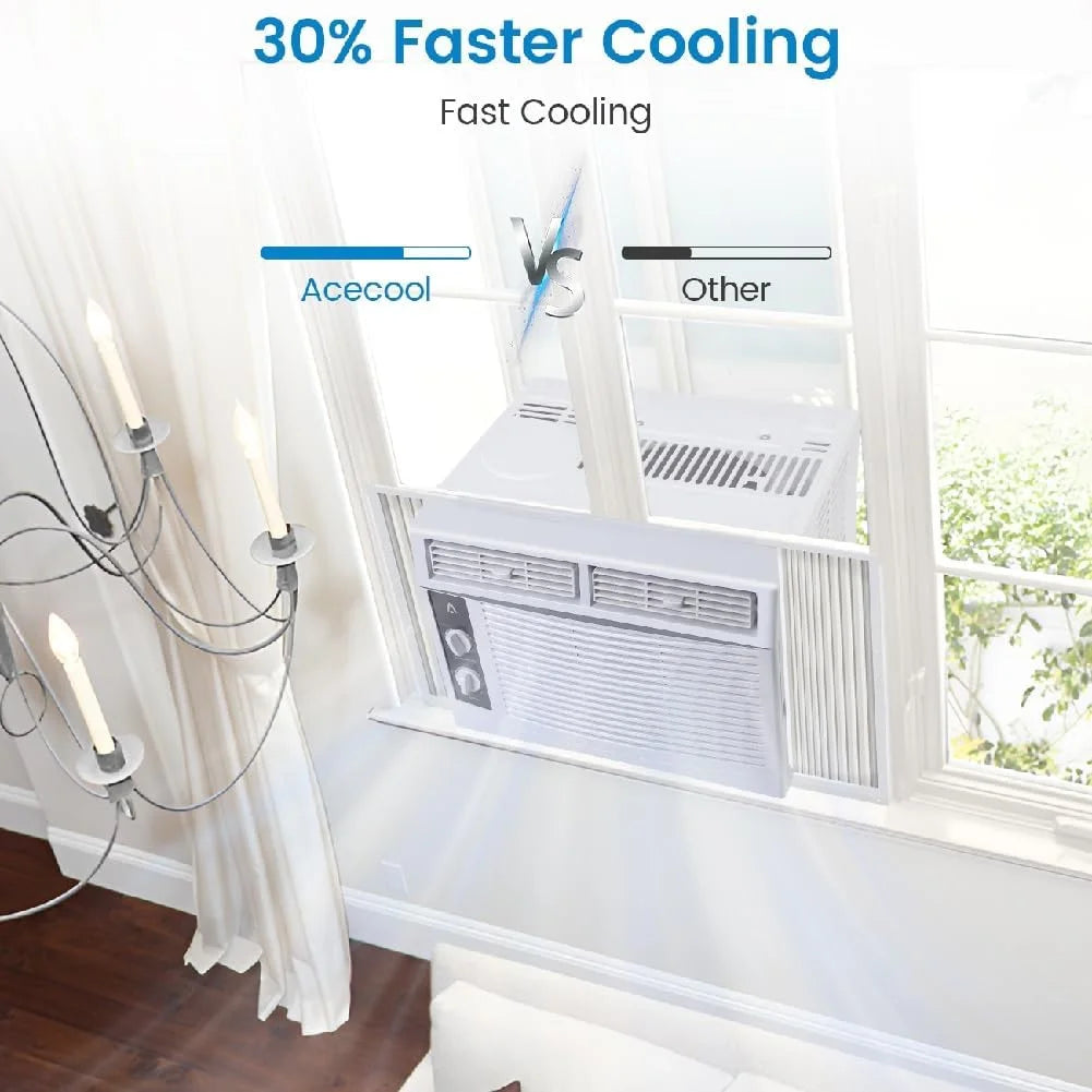 EliteEdge 5000 BTU Window Air Conditioner, Compact AC Unit for Rooms Up to 150 Sq. Ft, Quiet Operation, Fast Cooling, Easy-to-Use Mechanical Controls, Energy Efficient, Includes Installation Kit