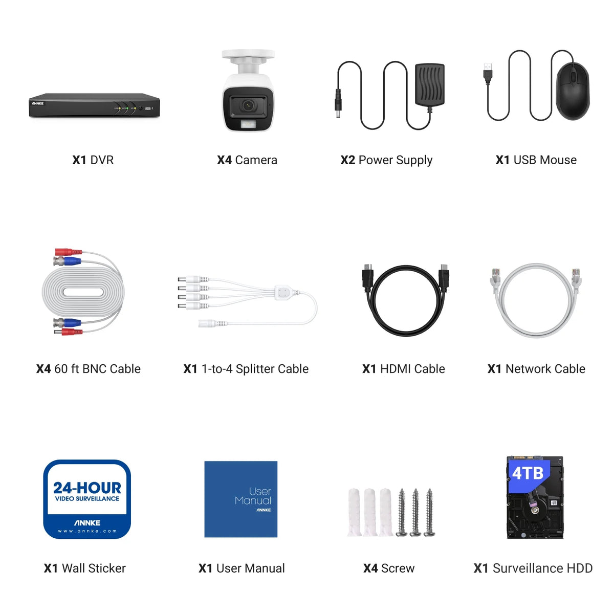 ANNKE 8CH 8MP Home Security Camera System for Indoor and Outdoor, AI DVR and 8x4K IP67 Bullet Home & Surveillance Cameras, Work with Alexa, Smart Dual Light, 0TB HDD