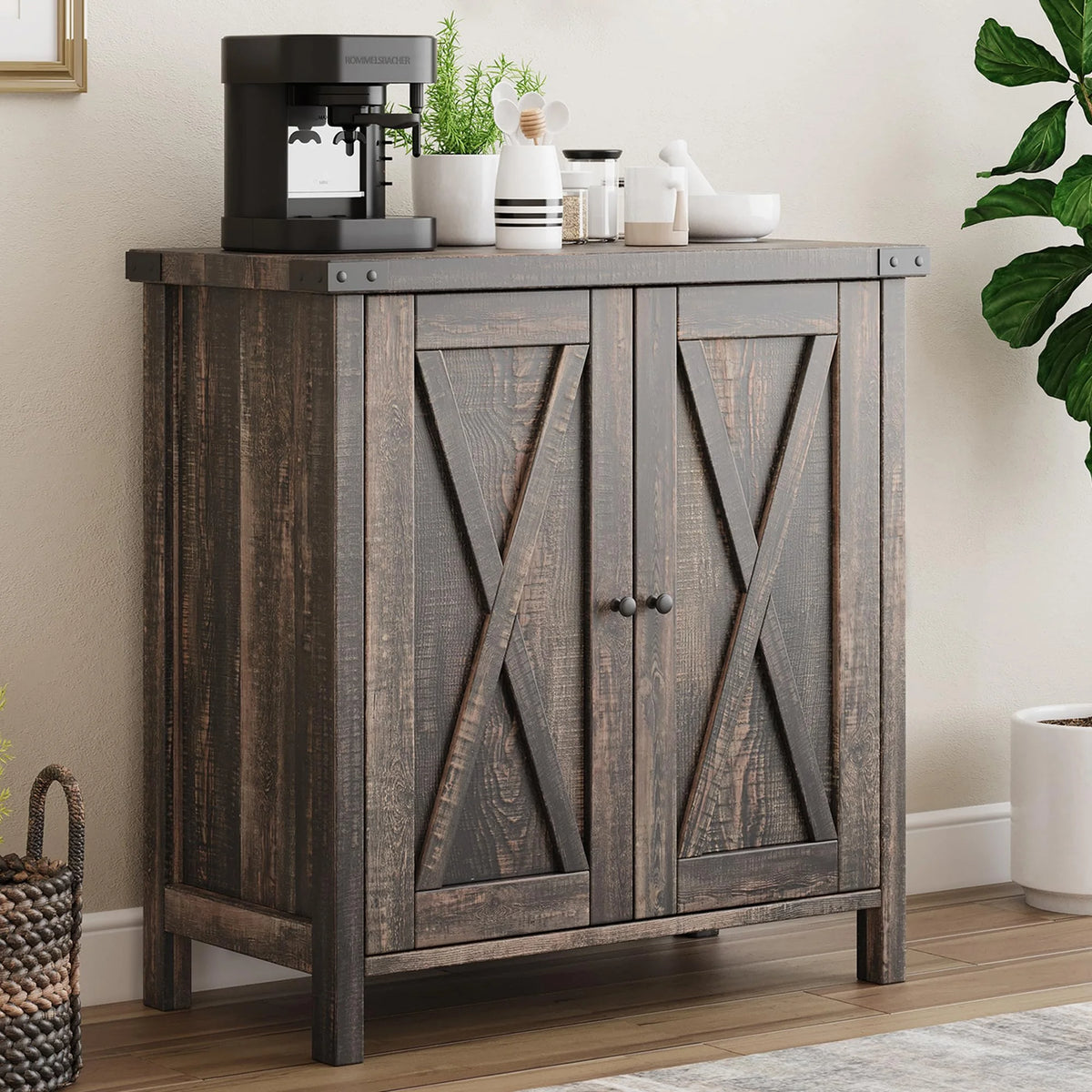 Coffee Bar Cabinet with Storage/Adjustable Shelf 30" Small Kitchen Bar Table Corner Bar Cabinet for Tea Buffet Sideboard Cabinet for Dining Room, Farmhouse Coffee Station for Wine
