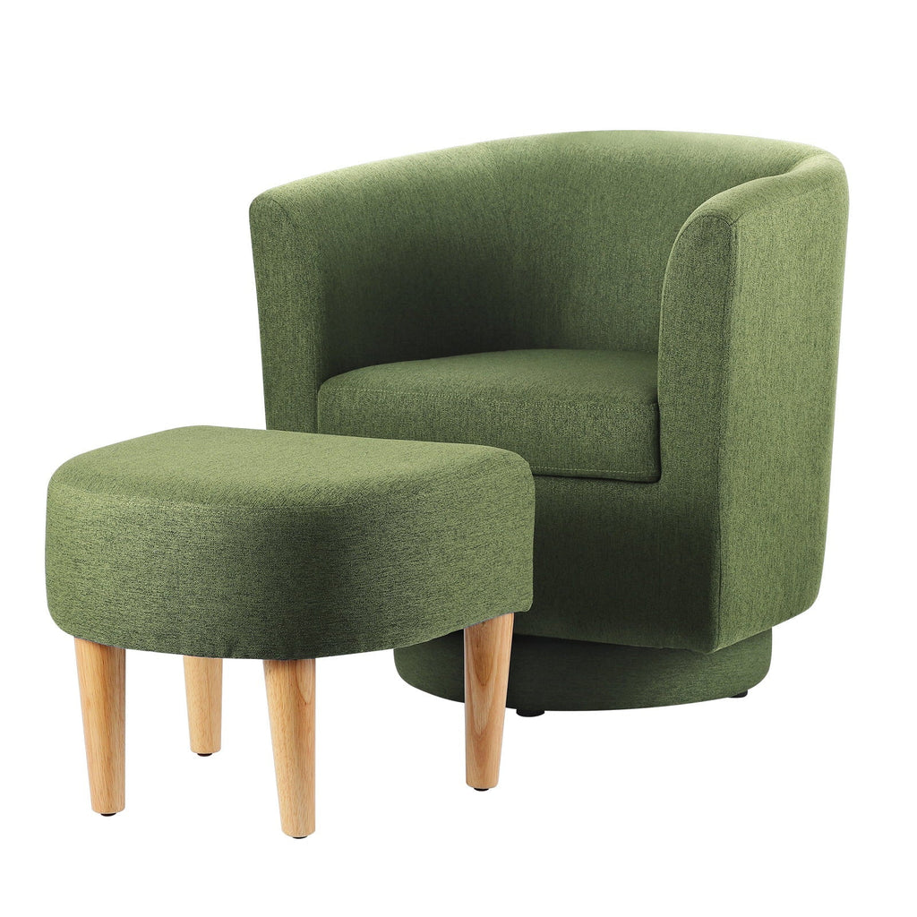 Lohoms Accent Arm Chair With Ottoman Set, Modern Home Leisure Chair with Footrest, Comfy Upholstered Armchair Single Sofa, Reading Chair with Solid Wood Legs for Living Room Bedroom, Gray