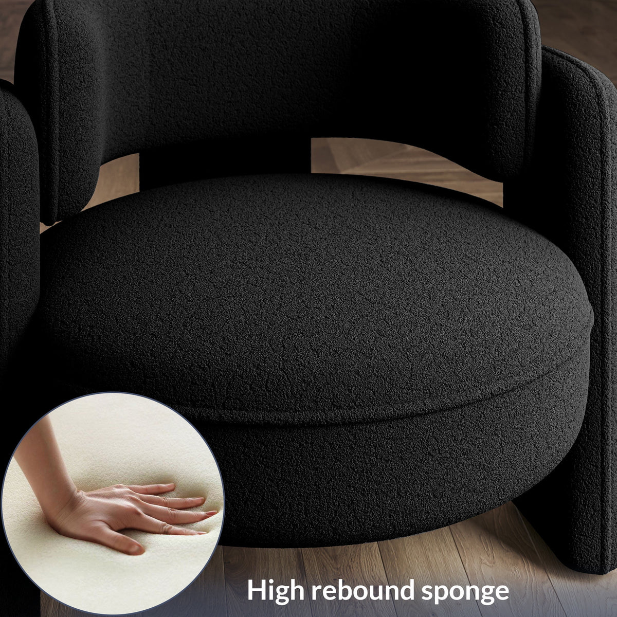 BELLEZE Sherpa Boucle Chair, Modern Barrel Accent Chair Comfy Round Upholstered Armchair Accent Side Chair for Living Room, Bedrooms, Corner - Quinton��White��