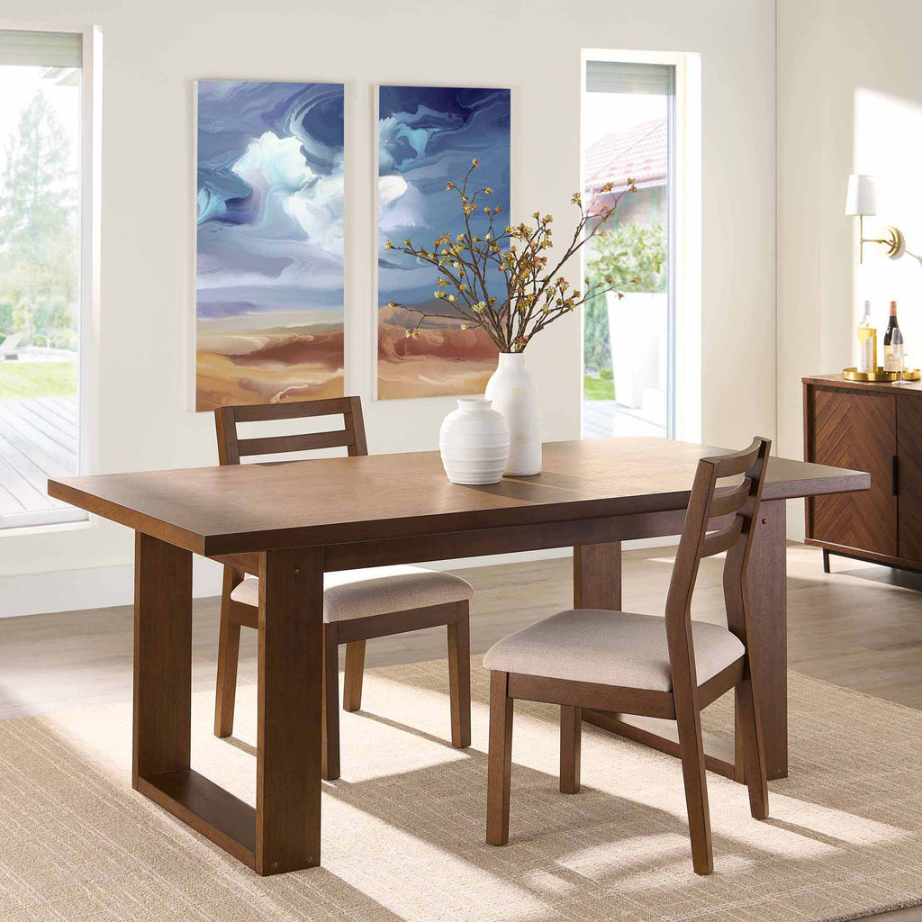 Better Homes & Gardens Ezra Dining Room Chair 2 Pack, Walnut and Cream Fabric Color