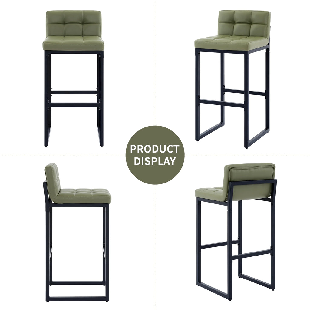 FIRAVOE Bar Stools Set of 3, Counter Height Bar Stools (Low Back)(Thickened Frame) 26" PU Leather Barstools Bar Chairs for Kitchen Island, Black