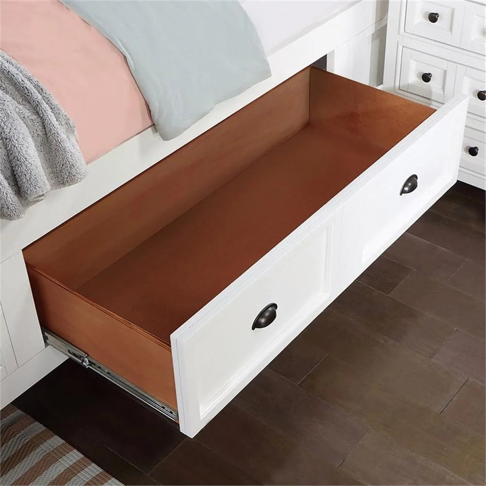 FOA Ender 5pc White Wood Bedroom Set - Full + 2 Nightstands + Dresser + Mirror