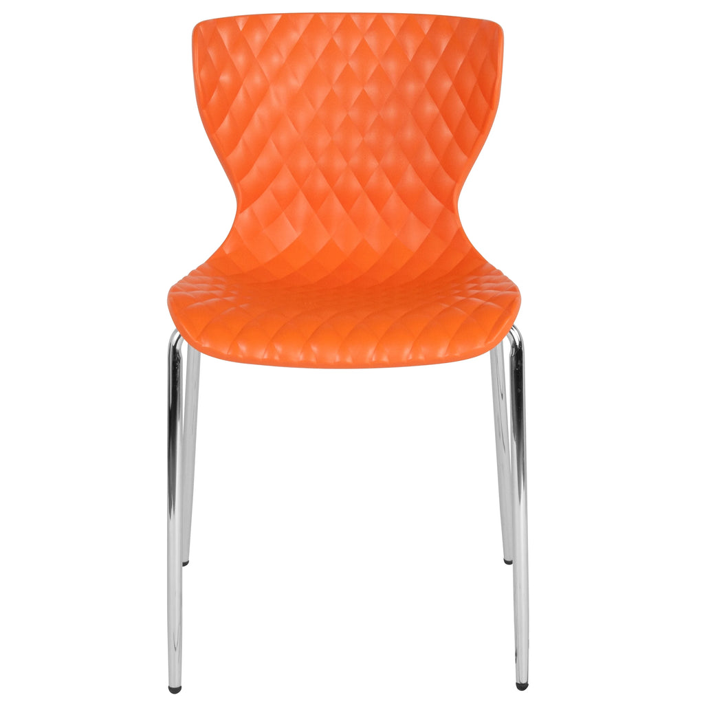 Flash Furniture 4 Pack Lowell Contemporary Design Orange Plastic Stack Chair