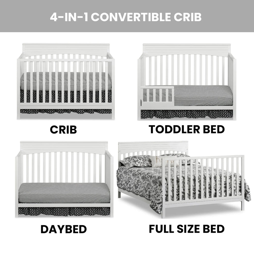 Oxford Baby Harper 4-in-1 Convertible Crib, Dove Gray, GREENGUARD Gold Certified, Wooden Crib