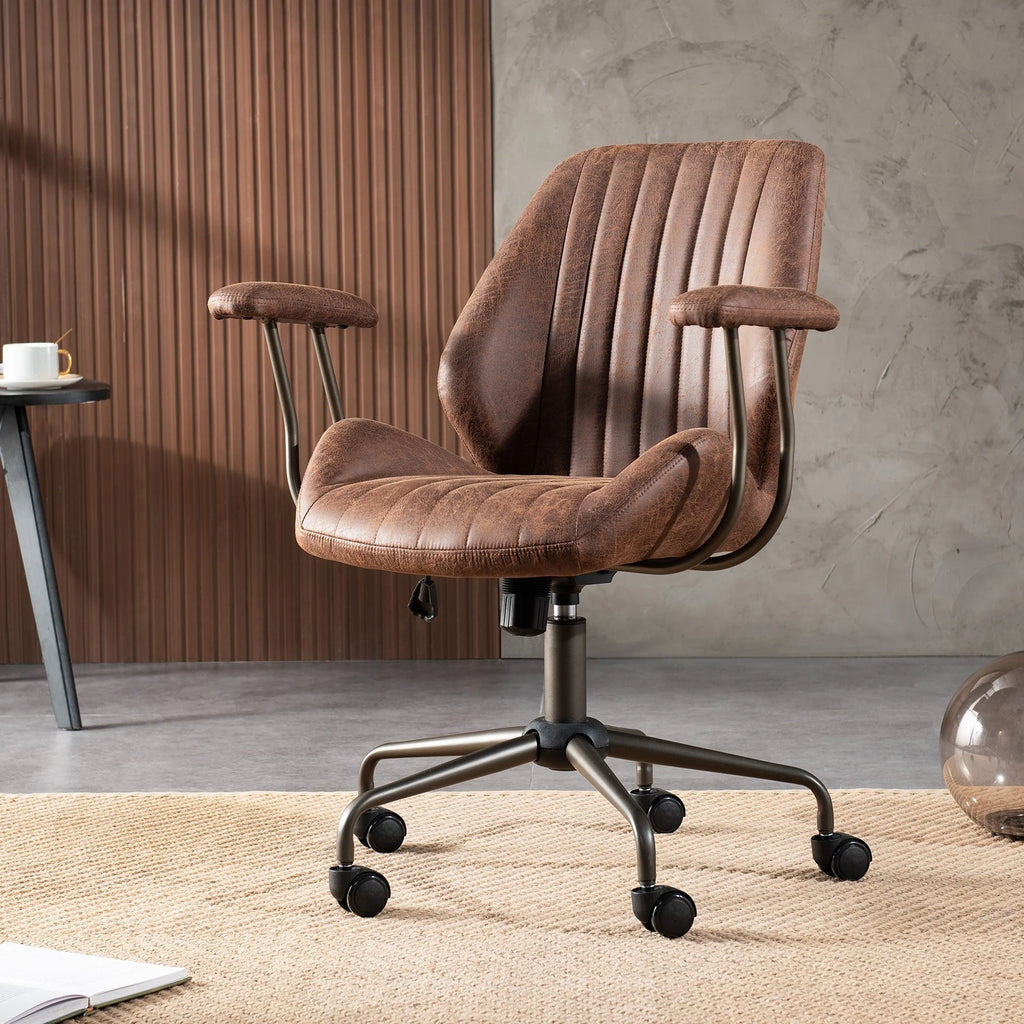 Ovios Ergonomic Office Chair Modern Computer Desk Suede Fabric Desk Chair with Lumbar Support for Home Office